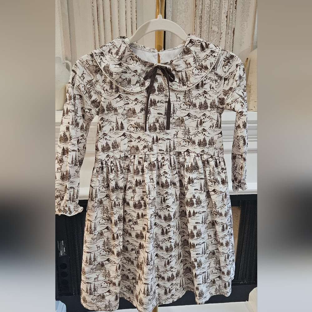 Elegant Kids Dress in Brown and White